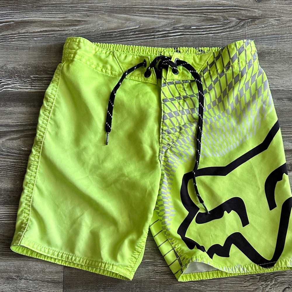 Fox Neon Yellow Kids Swim Shorts